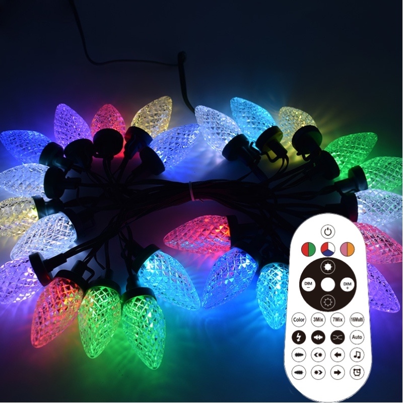 Smart C9 Strawberry Christmas Light ชุดกลางแจ้งกันน้ำ LED Magic Color Christmas Light Strings